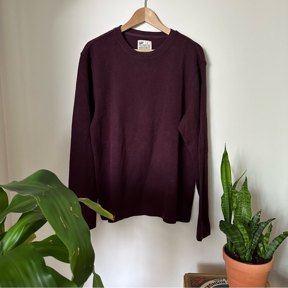 GAP MAROON CREWNECK COTTON SWEATER - Picture 2 of 4